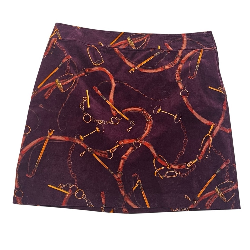 NWT Talbots Equestrian Print Corduroy A-line Skirt 18 - Picture 3 of 8